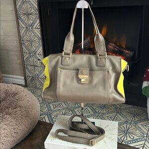 Tory Burch Brown and Yellow Shoulder Bag